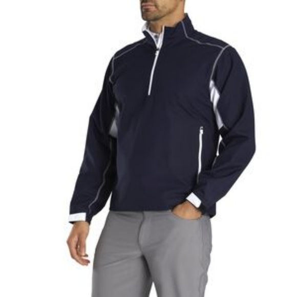 FootJoy Men's Sport ½ Zip Golf Windshirt- Blue and White XL - Picture 1 of 7